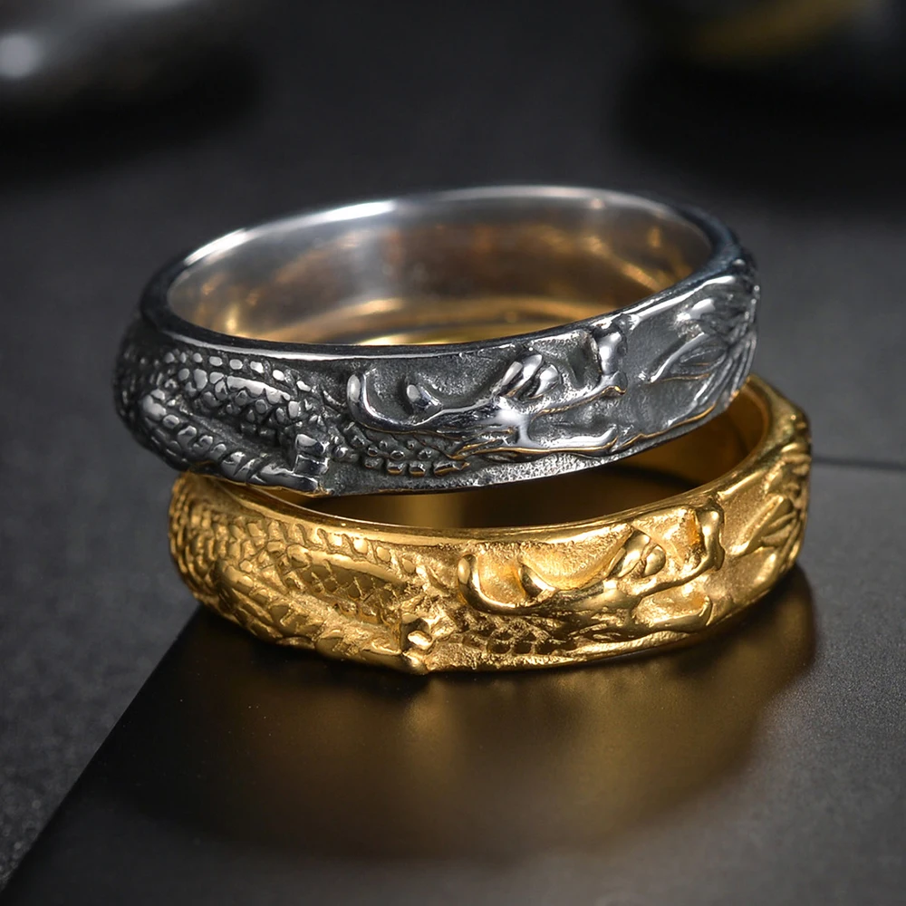 Retro Wide Textured Carved Geometric Kelter Dragon Animal Stainless Steel Men's Women's Couple Rings Gothic Punk Jewelry
Retro Wide Textured Carved Geometric Kelter Dragon Animal Stainless Steel Men's Women's Couple Rings Gothic Punk Jewelry