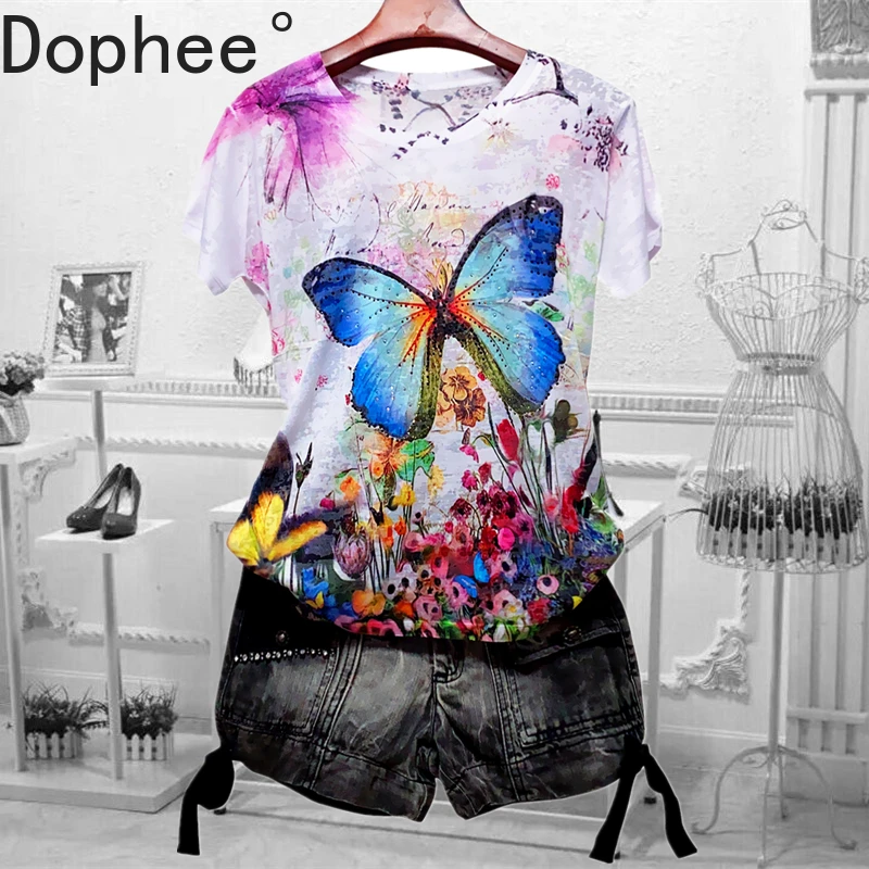 Europe Fashion Summer Women T-shirt Large Size Hot Drilling Butterfly Printed O-neck Pullover Top Short Sleeve Casual Basic Tees
Europe Fashion Summer Women T-shirt Large Size Hot Drilling Butterfly Printed O-neck Pullover Top Short Sleeve Casual Basic Tees