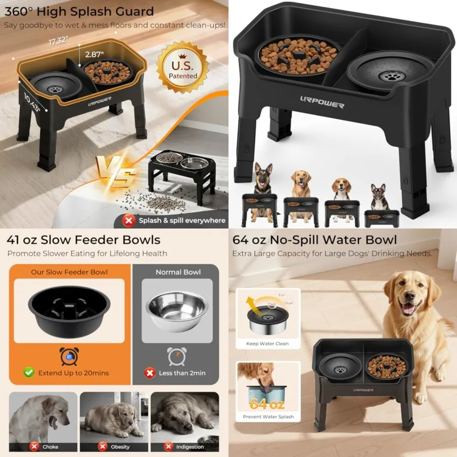 Mess Proof Elevated Dog Bowls 4 Height Adjustable Raised Stand with No Spill Water Bowl and Slow Feeder Dog Bowls Non-Slip Food
Mess Proof Elevated Dog Bowls 4 Height Adjustable Raised Stand with No Spill Water Bowl and Slow Feeder Dog Bowls Non-Slip Food
