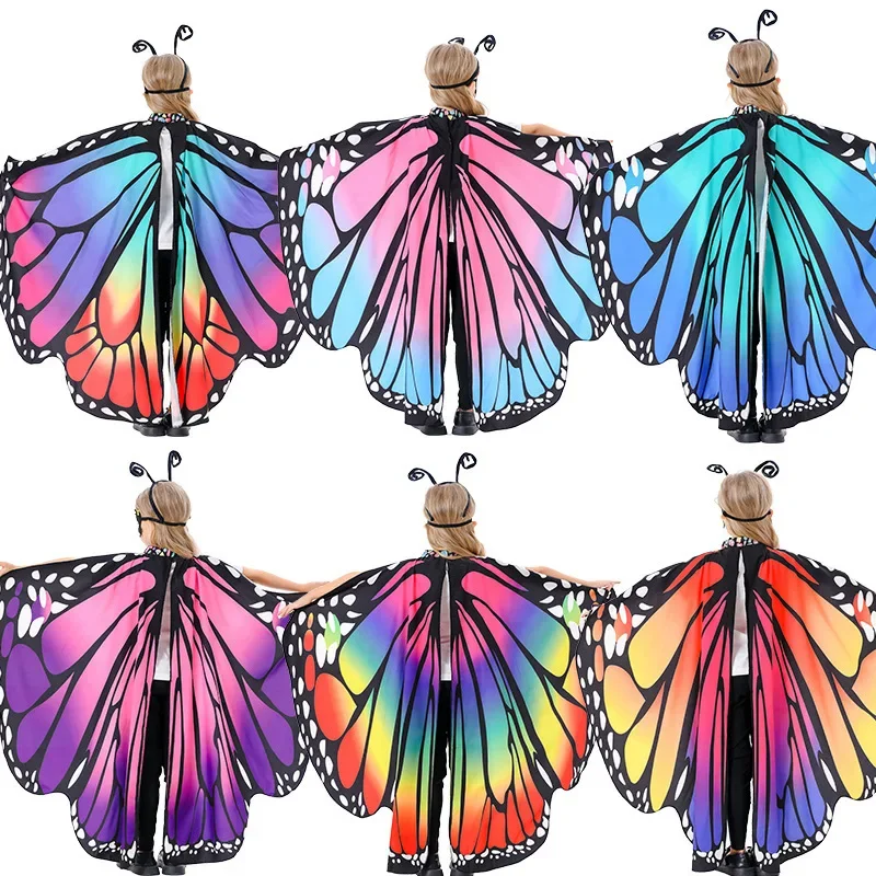 New Halloween cosplay butterfly children's coswear cross-border gradient cape color printing manufacturer direct hair
New Halloween cosplay butterfly children's coswear cross-border gradient cape color printing manufacturer direct hair