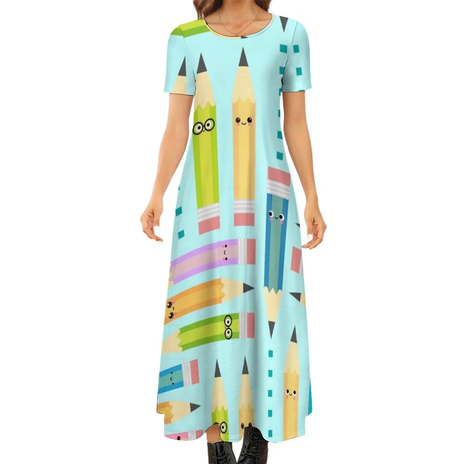 Happy Pencils Round Neck Short Sleeve Dress summer dress korean women long sleeve dress
Happy Pencils Round Neck Short Sleeve Dress summer dress korean women long sleeve dress