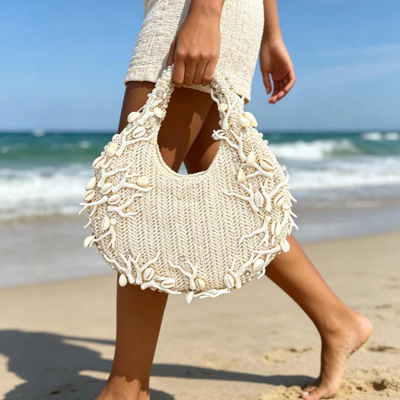 Luxury Designer Woven Dumpling Bag Beach Vacation Exquisite Shell Bag For Women Casual Simple Elegant Pearl Shell Decor Handbag
Luxury Designer Woven Dumpling Bag Beach Vacation Exquisite Shell Bag For Women Casual Simple Elegant Pearl Shell Decor Handbag