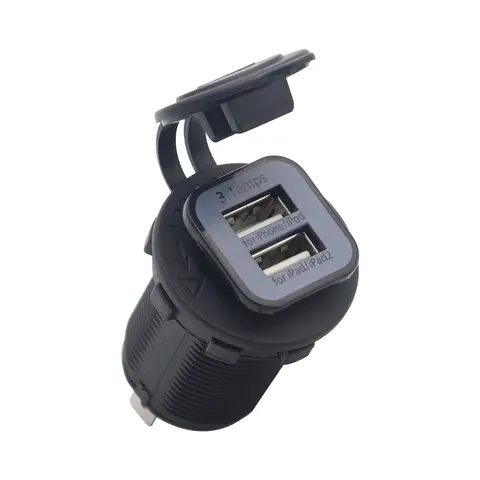 Dual USB Charger Socket 12-24V Car Charger Socket Car Power Outlet Adapter for Car RV Boat Marine