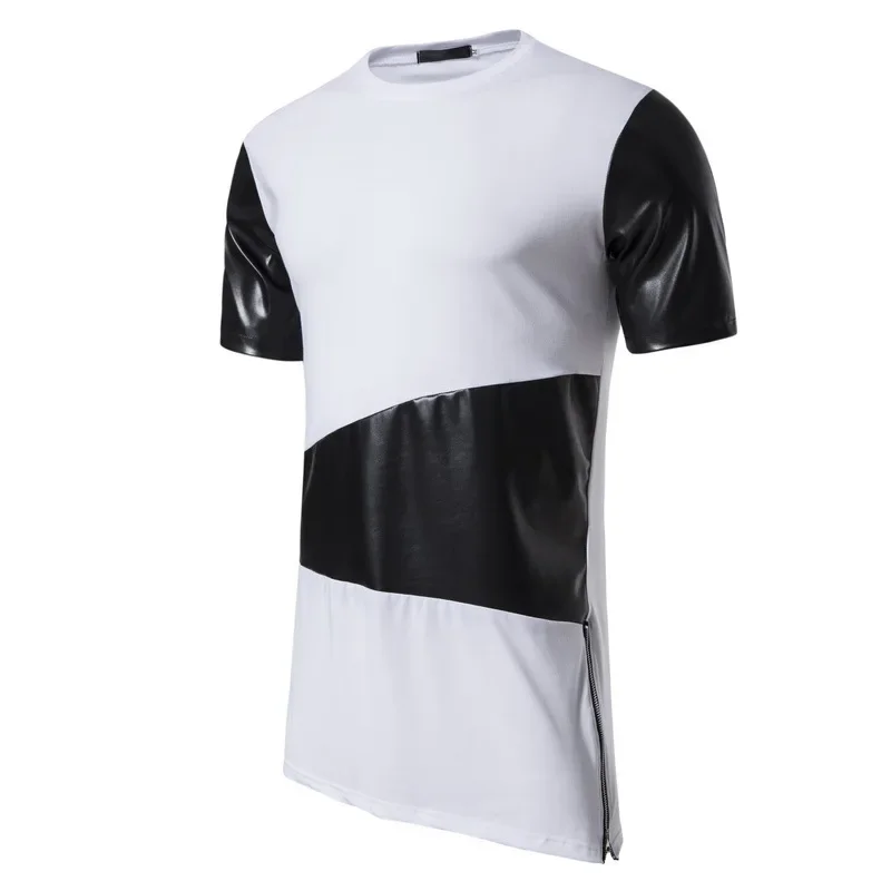 Summer New Men's Leather Irregular Round Neck Short Sleeve Side Zipper Casual T-shirt футболка
Summer New Men's Leather Irregular Round Neck Short Sleeve Side Zipper Casual T-shirt футболка