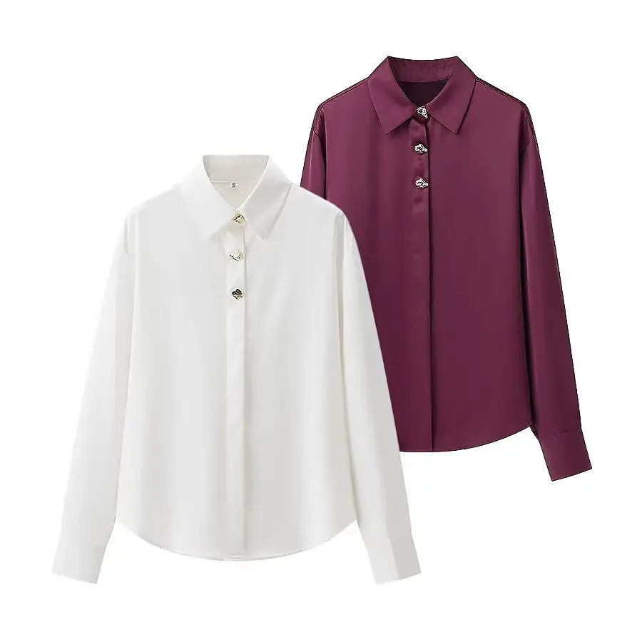 ZBZA Women's Loose Satin Shirt Basic Lapel Long Sleeve Gold Button Solid Color Casual Commuter Shirt Spring Summer New Chic Top
ZBZA Women's Loose Satin Shirt Basic Lapel Long Sleeve Gold Button Solid Color Casual Commuter Shirt Spring Summer New Chic Top