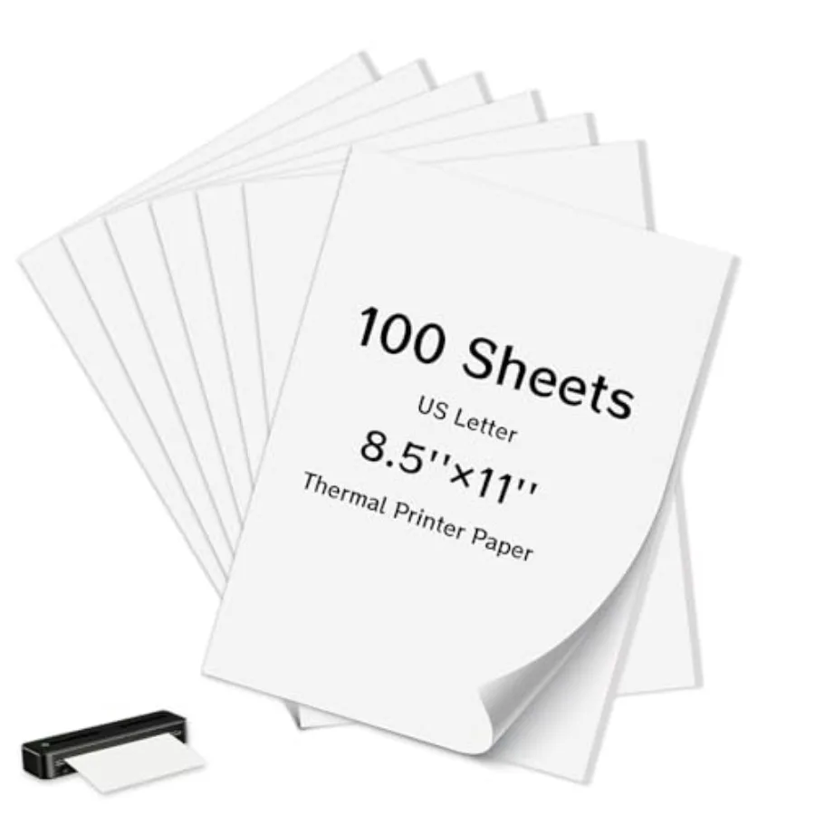 100 Sheets Thermal Printer Paper 8.5 x 11 Inch US Letter Size Safe BPA-Free Compatible with Most Portable Printers M08F-Letter
100 Sheets Thermal Printer Paper 8.5 x 11 Inch US Letter Size Safe BPA-Free Compatible with Most Portable Printers M08F-Letter