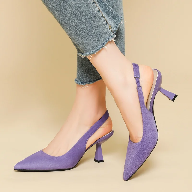 Pointed-toe high-heeled shoes for women, stiletto heel, solid color velvet, closed-toe sandals for women
Pointed-toe high-heeled shoes for women, stiletto heel, solid color velvet, closed-toe sandals for women