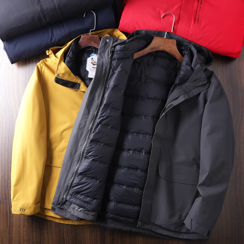 Мужская уличная водонепроницаемая куртка-трансформер 3-в-1 с отстегивающейся пуховой подкладкой, с капюшоном, модная, городская, утепленная, для активного отдыха
Мужская уличная водонепроницаемая куртка-трансформер 3-в-1 с отстегивающейся пуховой подкладкой, с капюшоном, модная, городская, утепленная, для активного отдыха