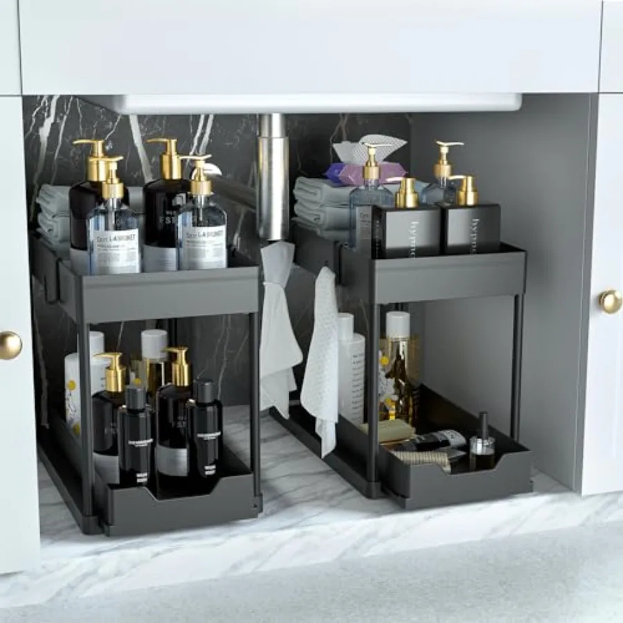 Under Sink Organizer 2 Pack Bathroom Cabinet Organizer 2 Tier Sliding Cabinet Basket Organizer Drawer Multi-Purpose Bath Collec
Under Sink Organizer 2 Pack Bathroom Cabinet Organizer 2 Tier Sliding Cabinet Basket Organizer Drawer Multi-Purpose Bath Collec