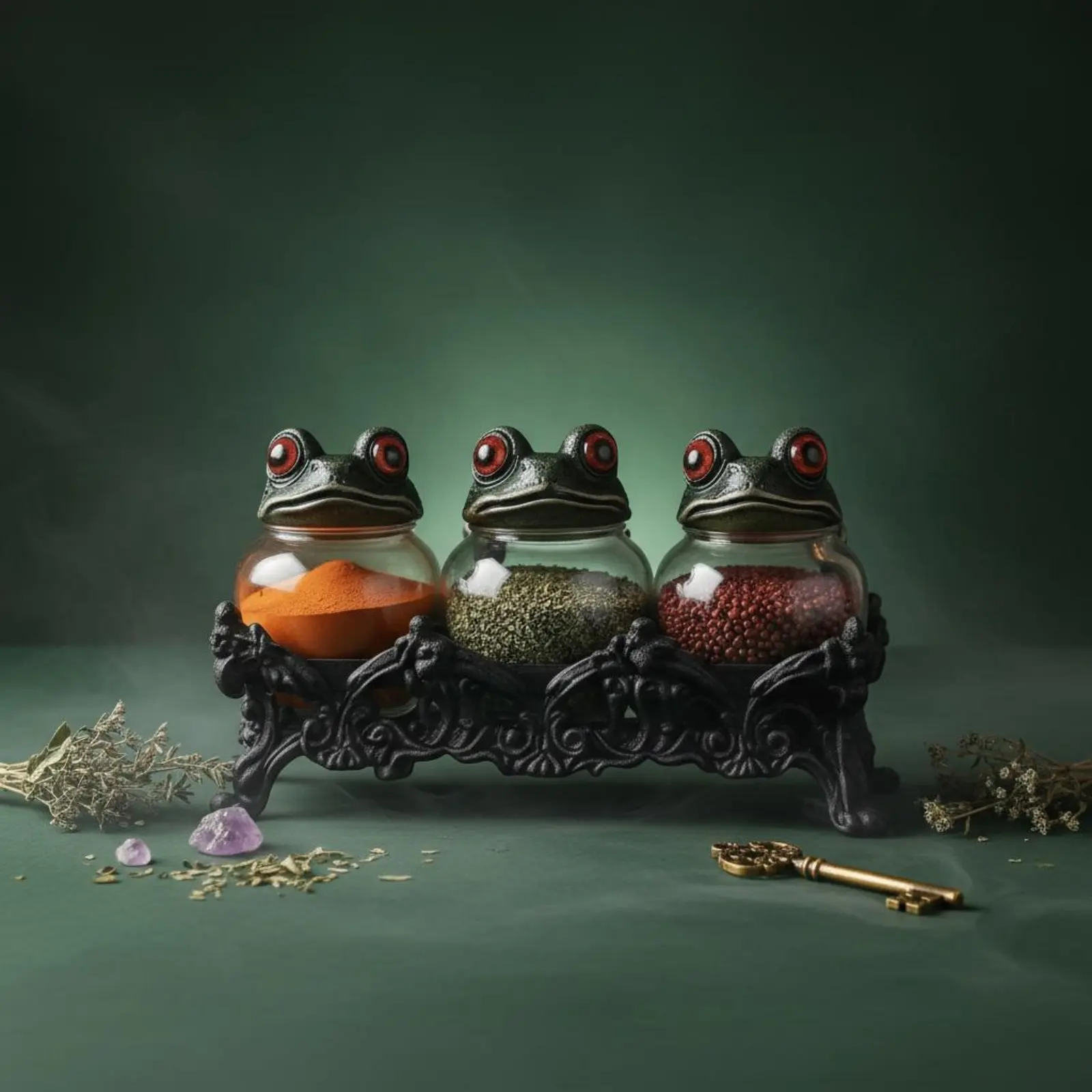 3 Pieces Witchy Apothecary Jar Handmade Gothic Frog Seasoning Container Kitchen Accessory for Countertop
3 Pieces Witchy Apothecary Jar Handmade Gothic Frog Seasoning Container Kitchen Accessory for Countertop