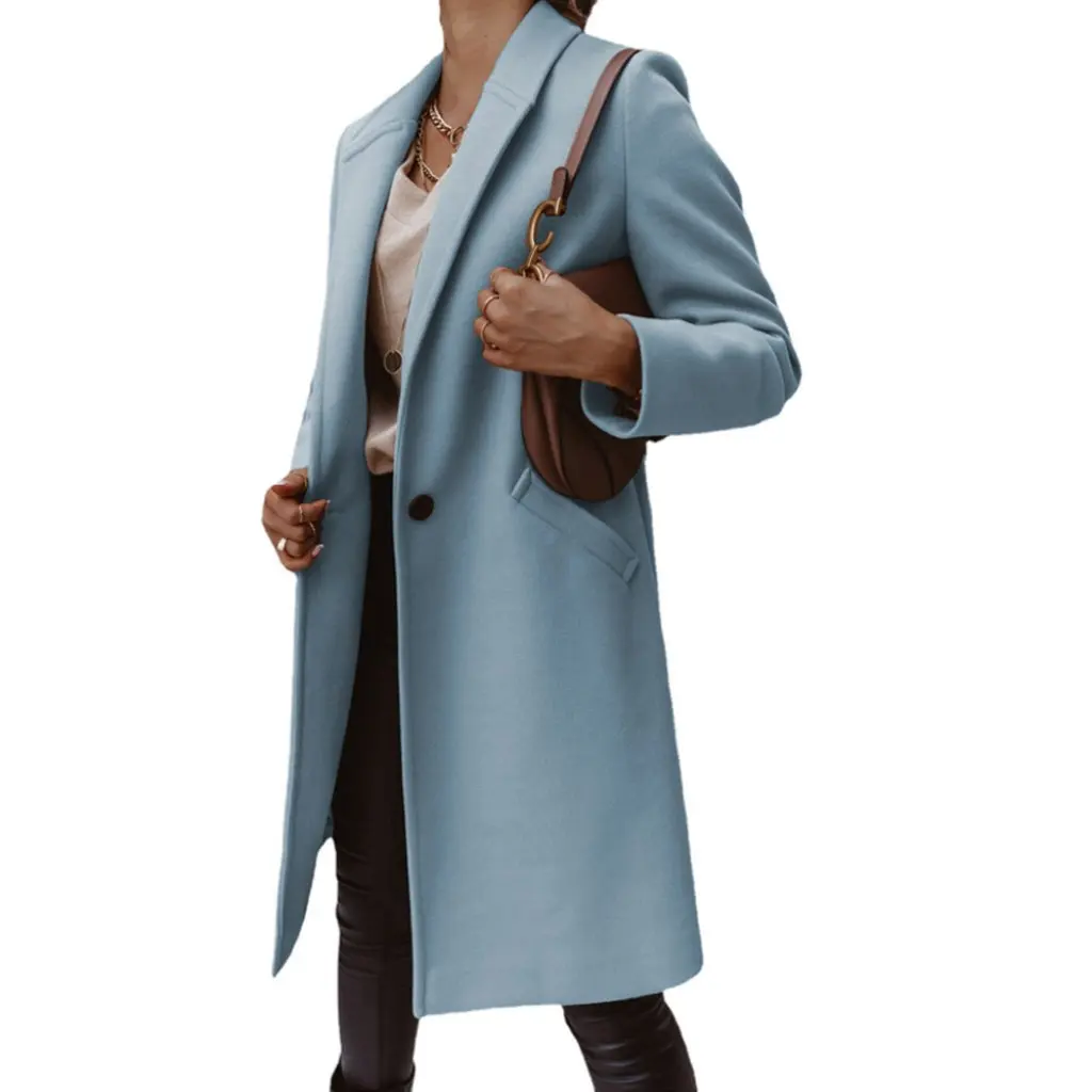 Women's Winter Fashion Solid Color Woolen Coat Button-Up Collar Single Button New Style Full-Length Outerwear
Women's Winter Fashion Solid Color Woolen Coat Button-Up Collar Single Button New Style Full-Length Outerwear