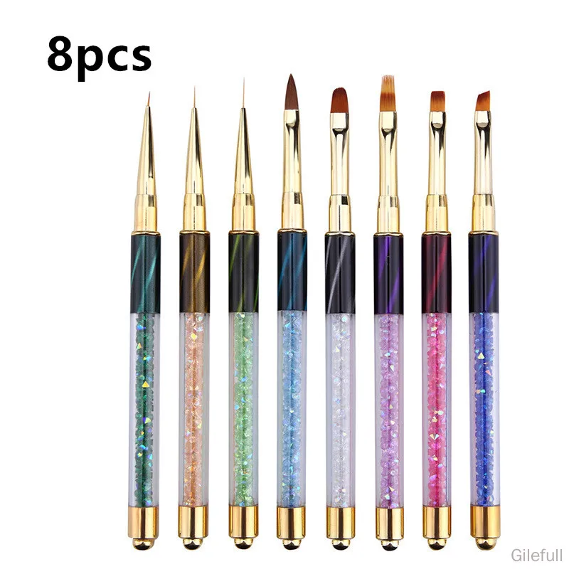8Pcs/Set Nail Art Rhinestone Handle Brush French Stripe Lines Pattern Acrylic UV Gel Extension Painting Pen Manicure Tool
8Pcs/Set Nail Art Rhinestone Handle Brush French Stripe Lines Pattern Acrylic UV Gel Extension Painting Pen Manicure Tool