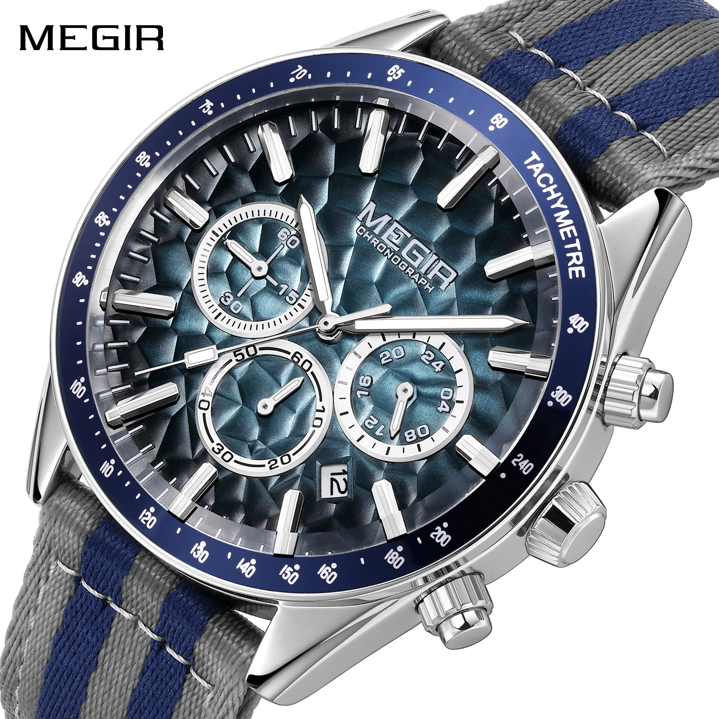 MEGIR Luxury Men Sport Wristwatches Canvas Band Large Dial Quartz Chronograph Water-Resistant Man Watch Relogio Masculino
MEGIR Luxury Men Sport Wristwatches Canvas Band Large Dial Quartz Chronograph Water-Resistant Man Watch Relogio Masculino