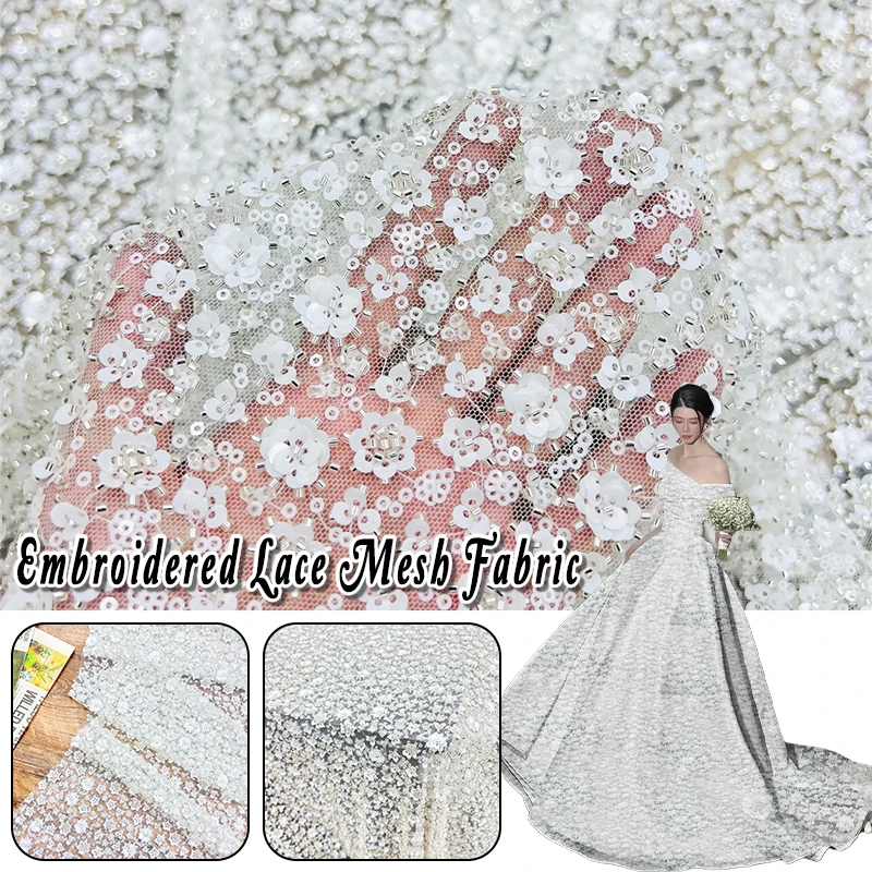 1yard 3D Sequined Flower Fabric Beads Sequins Embroidered Mesh Fabric for DIY Women's Elegant Dress Bridal Wedding Veil Sewing
1yard 3D Sequined Flower Fabric Beads Sequins Embroidered Mesh Fabric for DIY Women's Elegant Dress Bridal Wedding Veil Sewing