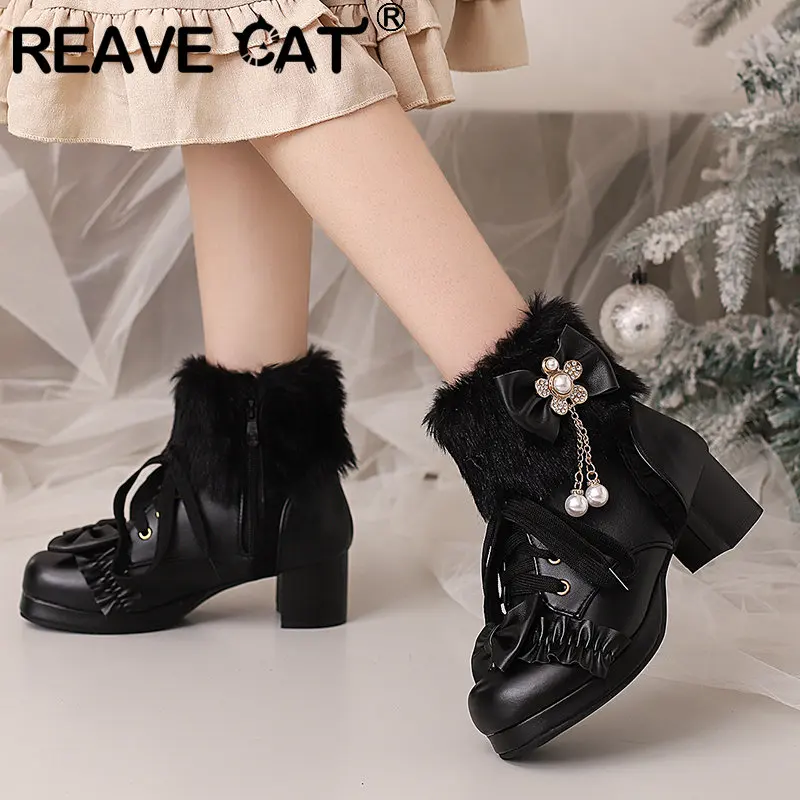 REAVE CAT Lolita Женские ботильоны с круглым носком на блочном каблуке 5 см со шнуровкой и бантом Sweet Bota Маленький размер 28 29
REAVE CAT Lolita Женские ботильоны с круглым носком на блочном каблуке 5 см со шнуровкой и бантом Sweet Bota Маленький размер 28 29