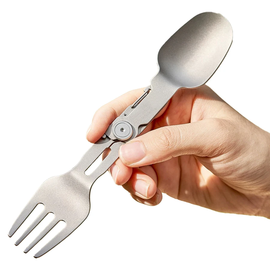Titanium Rotating Spork 2-in-1 With Folding Spoon and Fork ComboFolding Spoon and Fork for Camping Backpacking Trips 
Titanium Rotating Spork 2-in-1 With Folding Spoon and Fork ComboFolding Spoon and Fork for Camping Backpacking Trips