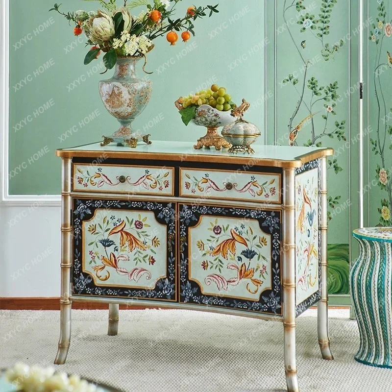 X Retro Solid Wood Dining Side Cabinet, Luxury Art Hand-painted Small Entrance Decorative Cabinet, Blue Tea Cabinet
X Retro Solid Wood Dining Side Cabinet, Luxury Art Hand-painted Small Entrance Decorative Cabinet, Blue Tea Cabinet