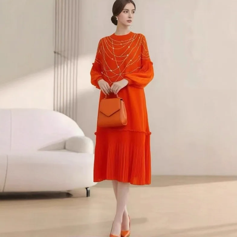 Miyake элегантное платье женское новое зимнее модное облегающее свободное плиссированное повседневное платье с круглым вырезом и принтом
Miyake элегантное платье женское новое зимнее модное облегающее свободное плиссированное повседневное платье с круглым вырезом и принтом