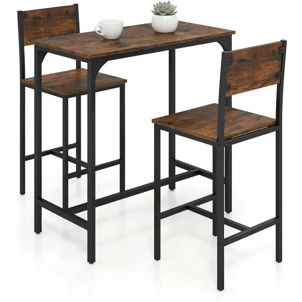 Rustic Brown 3-Piece Counter Height Bar Table Set with Stools
Rustic Brown 3-Piece Counter Height Bar Table Set with Stools