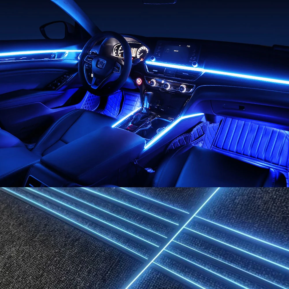 Car Ambient Lights RBG 64 Color Interior Acrylic Strip Light Guide Fiber Optic Interior Decoration Atmosphere Lamp 18 In 1 LED
Car Ambient Lights RBG 64 Color Interior Acrylic Strip Light Guide Fiber Optic Interior Decoration Atmosphere Lamp 18 In 1 LED