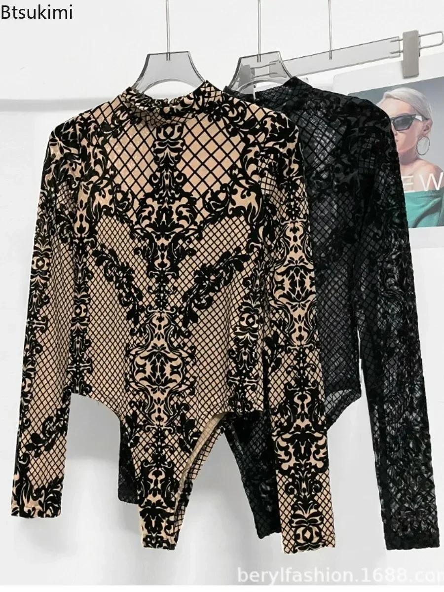 2025 Women's Sexy Embroidered Long Sleeve Bodysuits Rompers Fashion Evening Party Club High-end All Match T-shirt Tops with Lace
2025 Women's Sexy Embroidered Long Sleeve Bodysuits Rompers Fashion Evening Party Club High-end All Match T-shirt Tops with Lace