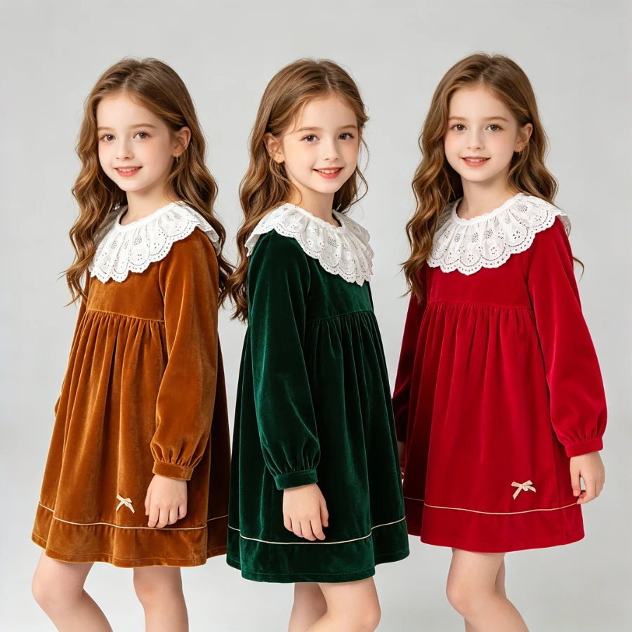 Girls Velvet Lace Collar Princess Dress Long Sleeve A-Line for Christmas Party Holiday Gathering Birthday Kids Party Dress 8 Y
Girls Velvet Lace Collar Princess Dress Long Sleeve A-Line for Christmas Party Holiday Gathering Birthday Kids Party Dress 8 Y