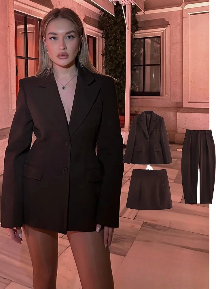 KONDALA Chic Casual Solid Women Suit Pockets Button Blazer Straight Loose Pants Zipper Skirt New Fashion 2025 Spring Summer Sets
KONDALA Chic Casual Solid Women Suit Pockets Button Blazer Straight Loose Pants Zipper Skirt New Fashion 2025 Spring Summer Sets