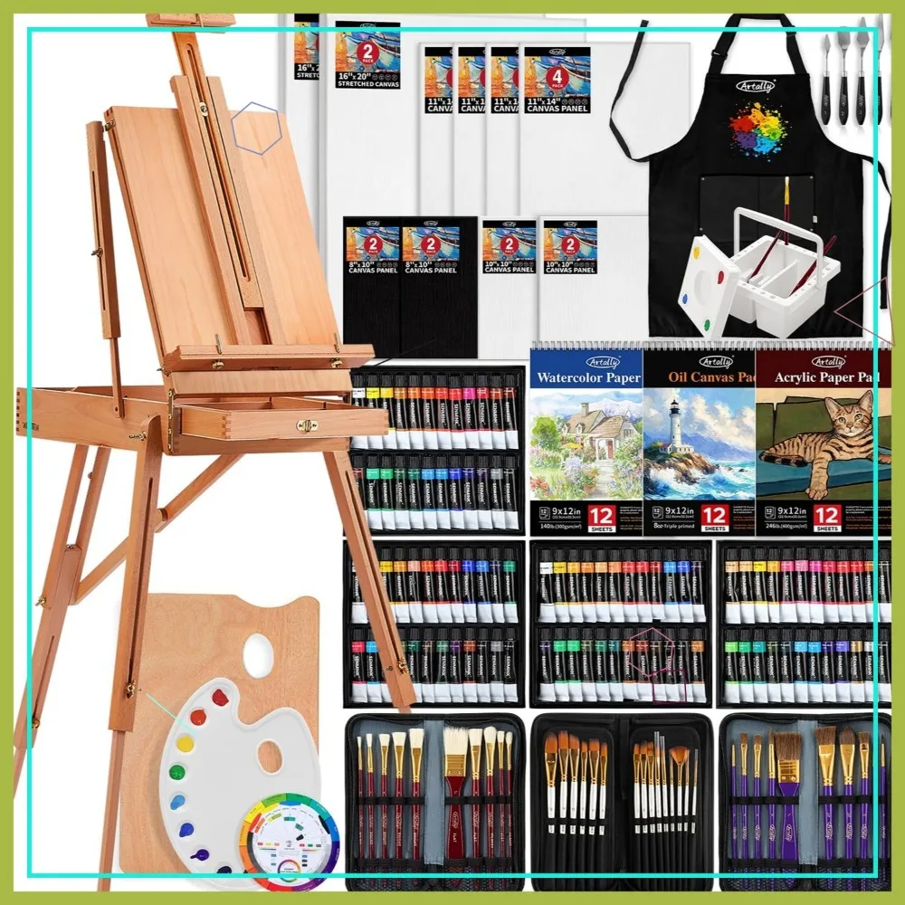 188Pcs All-in-One Art Painting Kit with French Easel, Complete Art Supplies for Adults & Beginners
188Pcs All-in-One Art Painting Kit with French Easel, Complete Art Supplies for Adults & Beginners