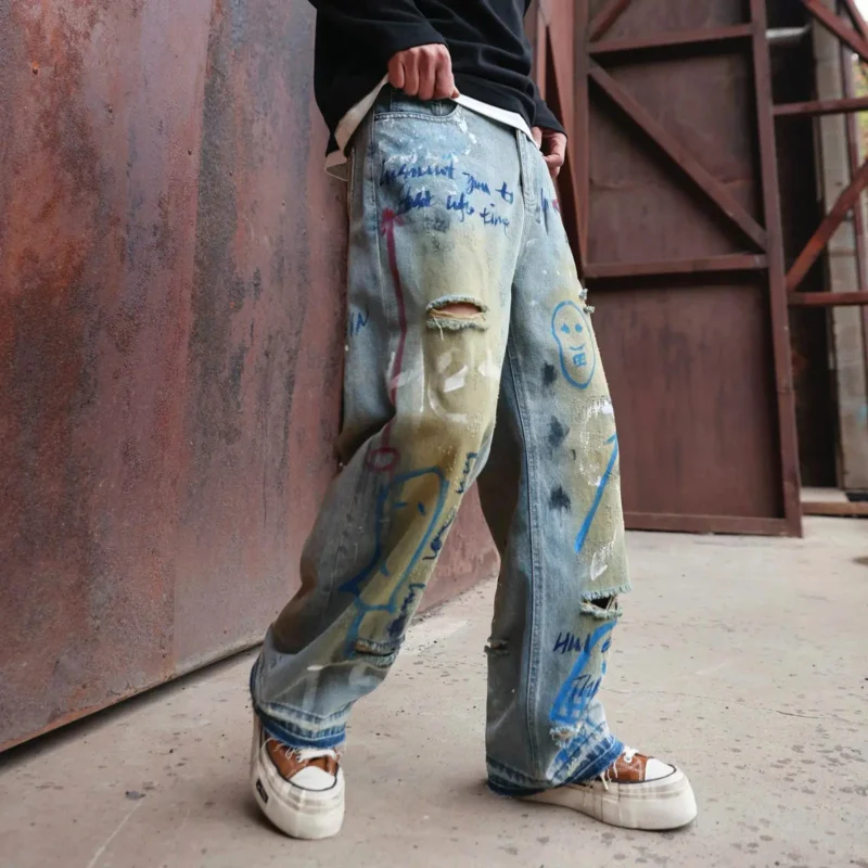 1360 High Street Europe and the United States broken hole trend graffiti wide-leg jeans men's high-grade loose tide brand
1360 High Street Europe and the United States broken hole trend graffiti wide-leg jeans men's high-grade loose tide brand