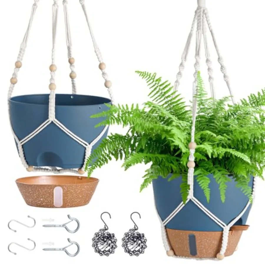 Hanging Planter Self Watering, 2 Pack Hangg Baskets for Plants, Hanging Flower Pots with Drainage Hole and 2 Kinds of Plant Han
Hanging Planter Self Watering, 2 Pack Hangg Baskets for Plants, Hanging Flower Pots with Drainage Hole and 2 Kinds of Plant Han