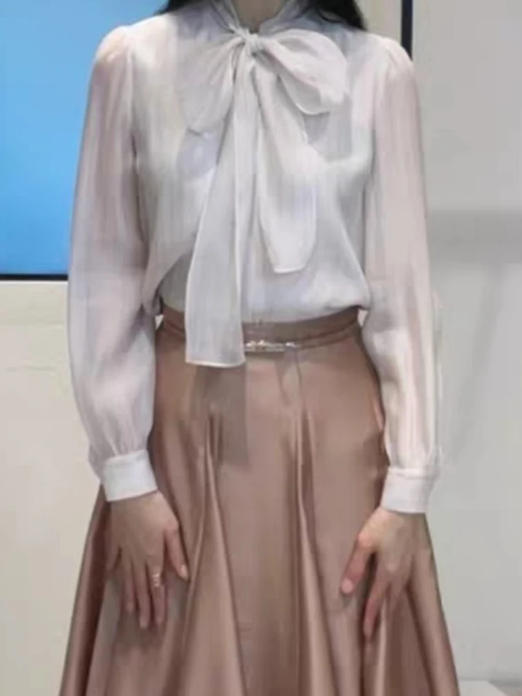 Elegant Korean Style Women's Shirt Summer 2026 Loose Fit Long Sleeve Cotton Gown with Sash Slimming Stripes for Commuting
Elegant Korean Style Women's Shirt Summer 2026 Loose Fit Long Sleeve Cotton Gown with Sash Slimming Stripes for Commuting