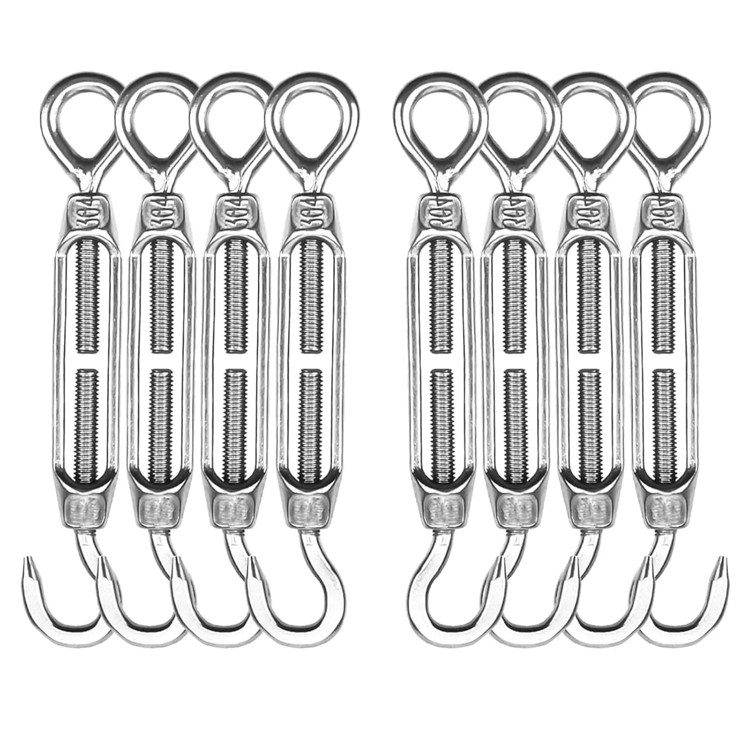 304 Stainless Steel Turnbuckle Heavy Duty M4 Hook and Eye for Cable Wire Rope Tension Sun Shade Fence Tent Installation 8Pcs
304 Stainless Steel Turnbuckle Heavy Duty M4 Hook and Eye for Cable Wire Rope Tension Sun Shade Fence Tent Installation 8Pcs
