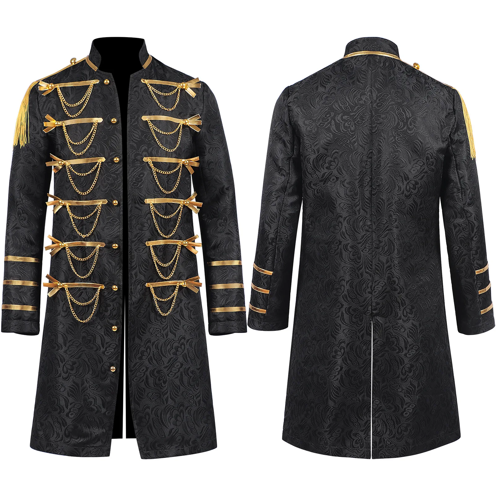 2025 Men's Medieval Costume Renaissance Vintage Punk Stand Collar Chains Long Tuxedo Blazer Halloween King Prince Cosplay Jacket
2025 Men's Medieval Costume Renaissance Vintage Punk Stand Collar Chains Long Tuxedo Blazer Halloween King Prince Cosplay Jacket