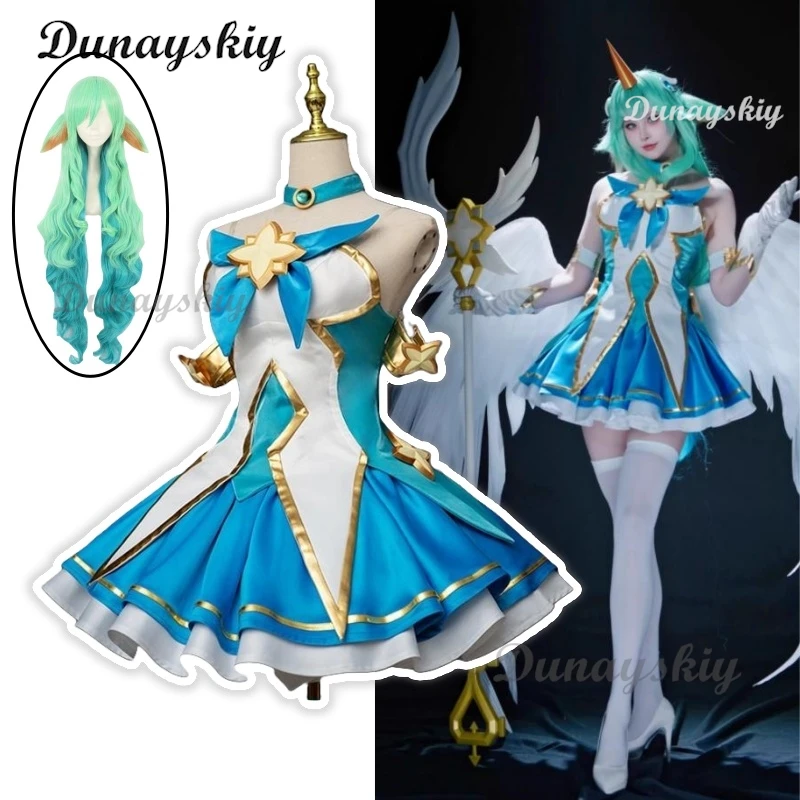 Синее платье для косплея Soraka, костюм LOL Star Guardian Startchild, парик, женские карнавальные костюмы на Хэллоуин, наряды высокого качества
Синее платье для косплея Soraka, костюм LOL Star Guardian Startchild, парик, женские карнавальные костюмы на Хэллоуин, наряды высокого качества