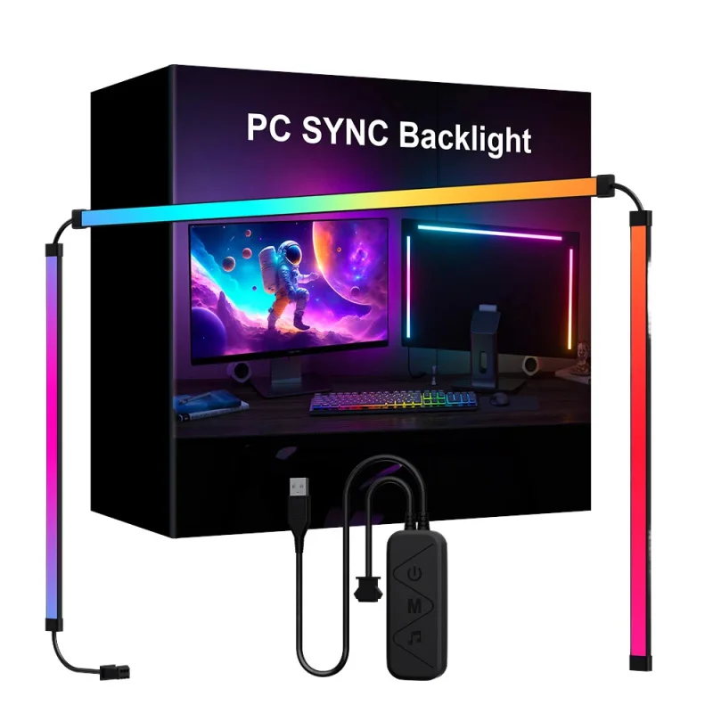 RGB-подсветка для игровой атмосферы, умные декоративные светодиодные ленты для мониторов ПК 24, 27, 32, 34 дюйма, USB RGBIC LED-лента с синхронизацией подсветки
RGB-подсветка для игровой атмосферы, умные декоративные светодиодные ленты для мониторов ПК 24, 27, 32, 34 дюйма, USB RGBIC LED-лента с синхронизацией подсветки
