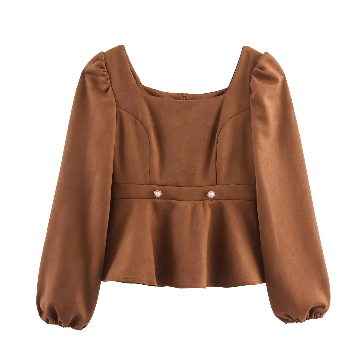 Streetwear Loose Blouse Fashion Spring Autumn Square Neck Tops Women Lantern Sleeve Brown Slim Zipper Street Top
Streetwear Loose Blouse Fashion Spring Autumn Square Neck Tops Women Lantern Sleeve Brown Slim Zipper Street Top