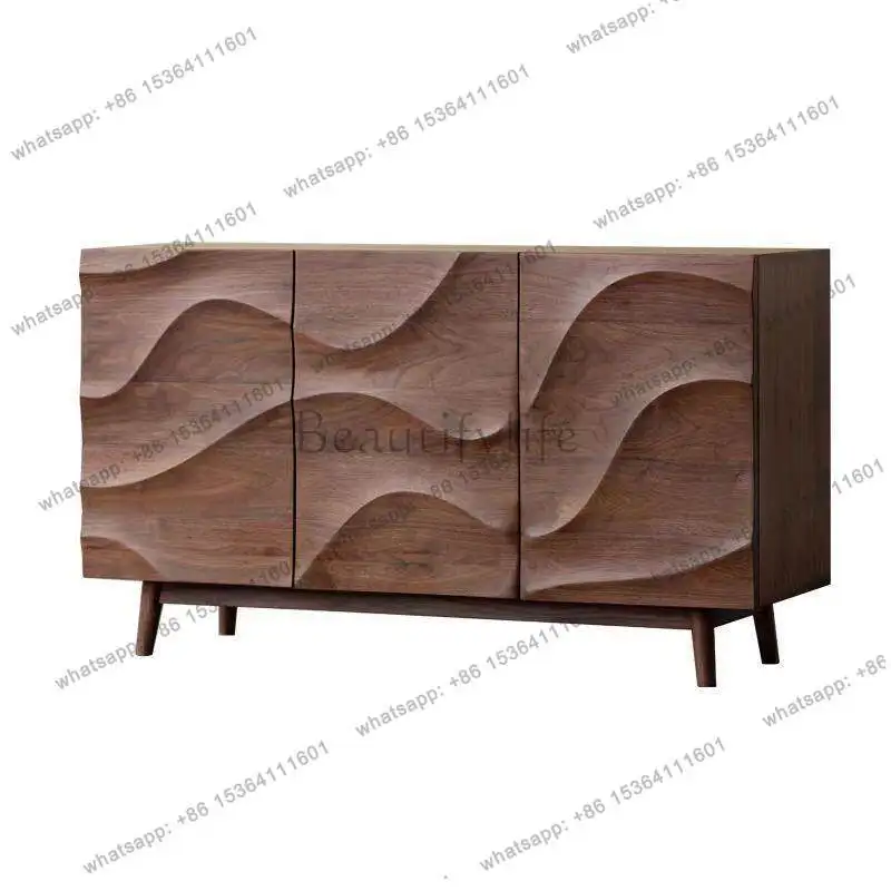 8Nordic medieval style dining side cabinet Modern simple living room entrance Black walnut corrugated locker
8Nordic medieval style dining side cabinet Modern simple living room entrance Black walnut corrugated locker