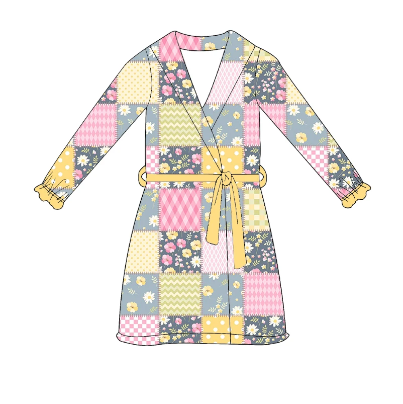 set with collar and ruffles heart-shaped pockets robe customizable and wholesale available flower print
set with collar and ruffles heart-shaped pockets robe customizable and wholesale available flower print