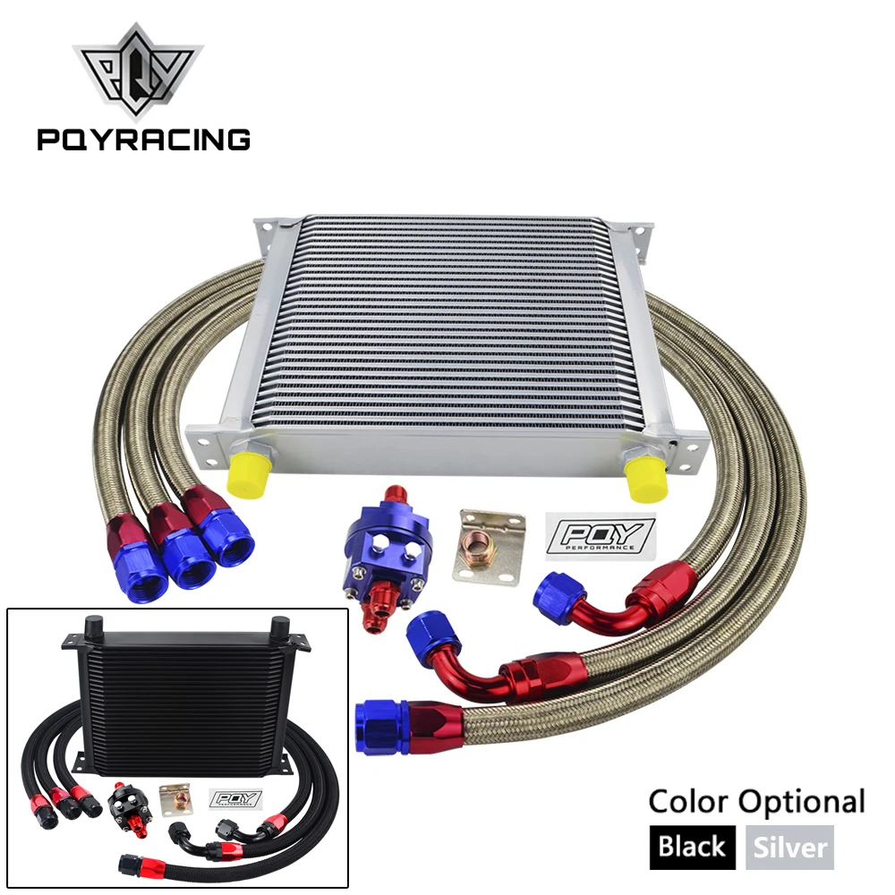 30 Rows Oil Cooler Kit Universal AN10 Oil Cooler + Oil Filter Adapter + Staniless Steel Braided Hose With PQY Sticker+Box
30 Rows Oil Cooler Kit Universal AN10 Oil Cooler + Oil Filter Adapter + Staniless Steel Braided Hose With PQY Sticker+Box