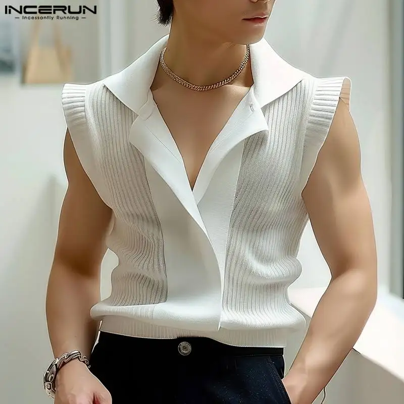 INCERUN Men Shirt Knitted Patchwork Lapel Sleeveless Summer Men Clothing Streetwear 2024 Fashion Korean Casual Male Shirts S-5XL
INCERUN Men Shirt Knitted Patchwork Lapel Sleeveless Summer Men Clothing Streetwear 2024 Fashion Korean Casual Male Shirts S-5XL