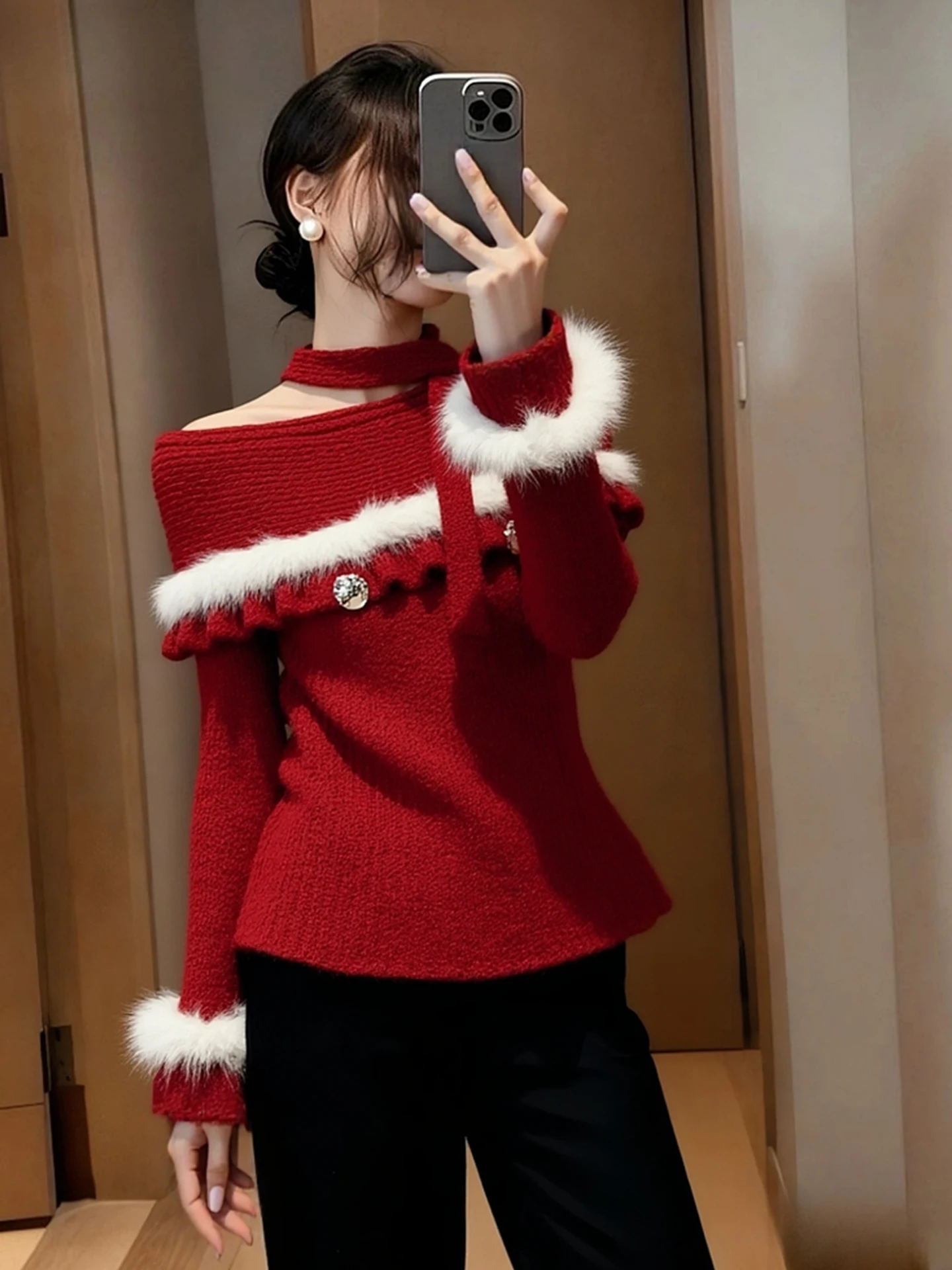 Red Plaid Knitted Sweater oulder Bared Sle Winter Faion Korean Version Poetic Lin Brand Regular Fit Long Sve Top
Red Plaid Knitted Sweater oulder Bared Sle Winter Faion Korean Version Poetic Lin Brand Regular Fit Long Sve Top