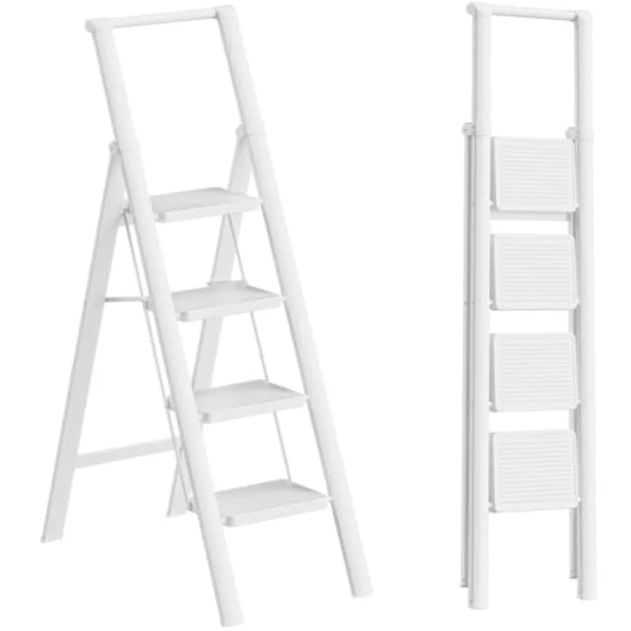 4 Step Ladder Folding Step Stool Stepladders with Anti-Slip and Wide Pedal for Home and Kitchen Use Space Saving White
4 Step Ladder Folding Step Stool Stepladders with Anti-Slip and Wide Pedal for Home and Kitchen Use Space Saving White
