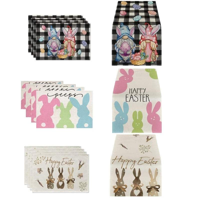 Rabbit Bunny Happy Easter Table Runner with Placemat Set Kitchen Table Decortion
Rabbit Bunny Happy Easter Table Runner with Placemat Set Kitchen Table Decortion