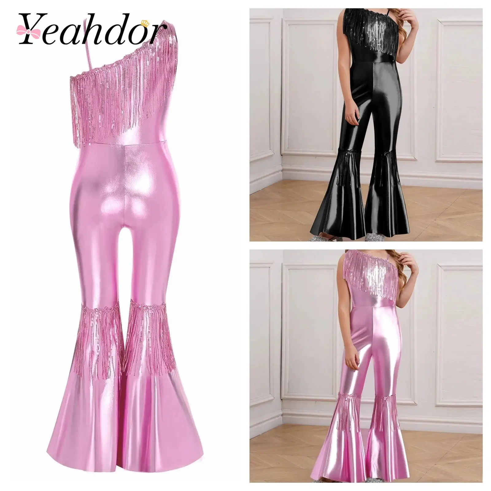 Kids Girls Sparkly Flares Leg Jumpsuit Long Romper Shiny Sequin Tassels High Waist Flared Jumpsuit Child Birthday Party Costume
Kids Girls Sparkly Flares Leg Jumpsuit Long Romper Shiny Sequin Tassels High Waist Flared Jumpsuit Child Birthday Party Costume