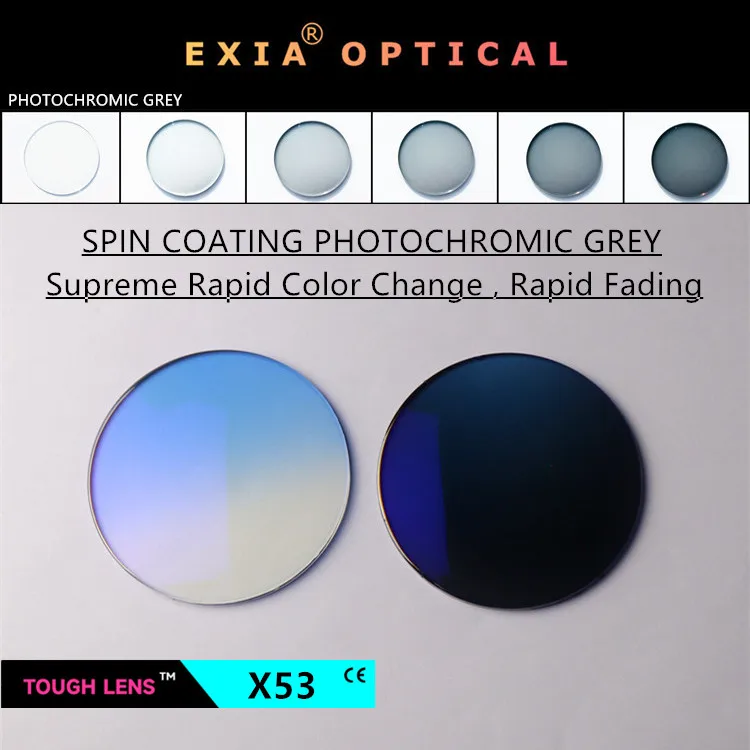 EXIA Lens X53 Sun Glasses Lens Gradient Blue Spin Coating Photochromic Grey SHMC UV400 Change Color Lens
EXIA Lens X53 Sun Glasses Lens Gradient Blue Spin Coating Photochromic Grey SHMC UV400 Change Color Lens