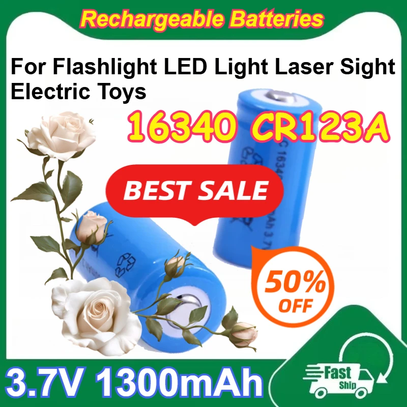 16340 CR123A 3.7V 1300mAh Cylindrical Rechargeable Lithium Battery for Flashlight LED Light Laser Sight Electric Toys Batteries
16340 CR123A 3.7V 1300mAh Cylindrical Rechargeable Lithium Battery for Flashlight LED Light Laser Sight Electric Toys Batteries