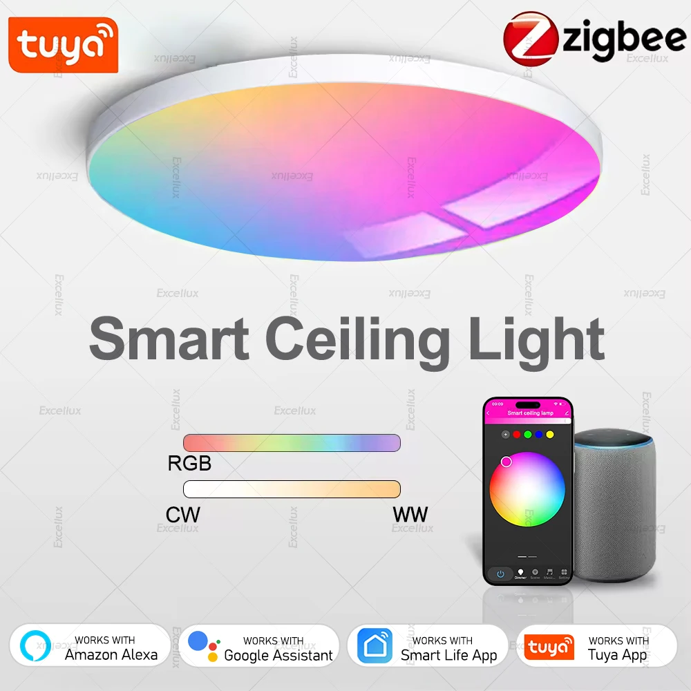 24W 40W Tuya Zigbee Ceiling Light RGBCW Led Ceiling Lamp Smart Life APP Control Works With Alexa Google Home Bedroom Home Decor
24W 40W Tuya Zigbee Ceiling Light RGBCW Led Ceiling Lamp Smart Life APP Control Works With Alexa Google Home Bedroom Home Decor