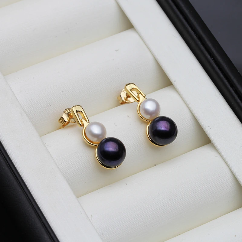 Real Natural Double Pearl Earrings For Woman,Cute Bridal Women's Stud Earring White Black
Real Natural Double Pearl Earrings For Woman,Cute Bridal Women's Stud Earring White Black