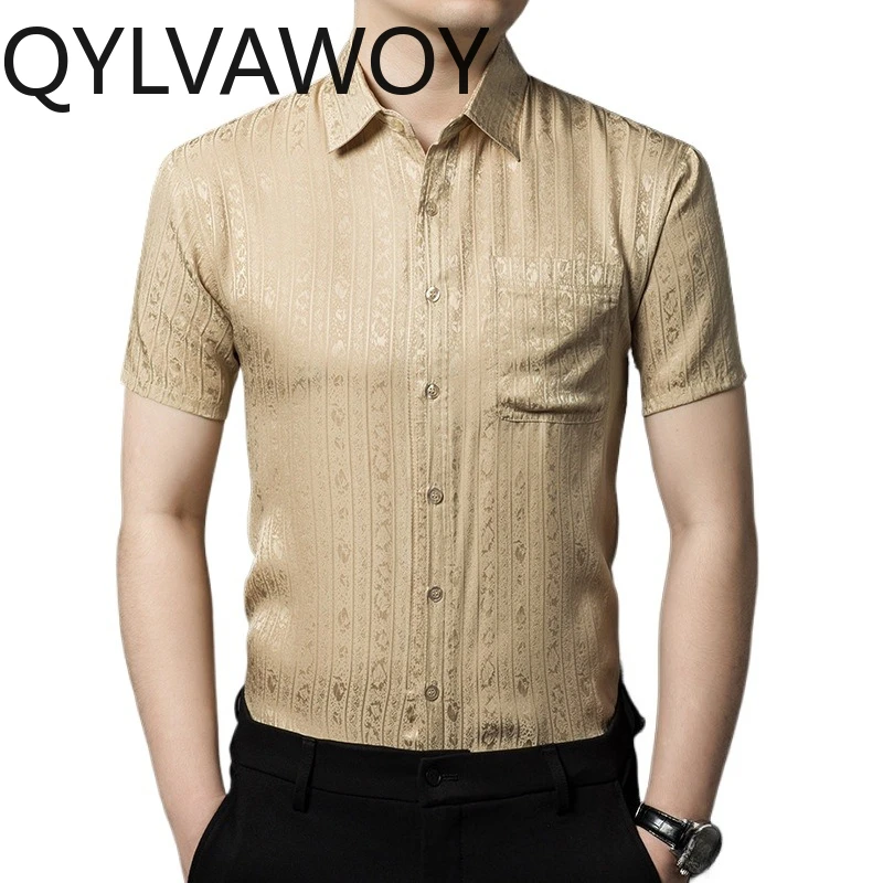 QYLVAWOY High-end Men's Shirts 100% Pure Mulberry Silk Shirts for Man Short Sleeve New Summer Tops Shirt Camisas Masculina Daily
QYLVAWOY High-end Men's Shirts 100% Pure Mulberry Silk Shirts for Man Short Sleeve New Summer Tops Shirt Camisas Masculina Daily