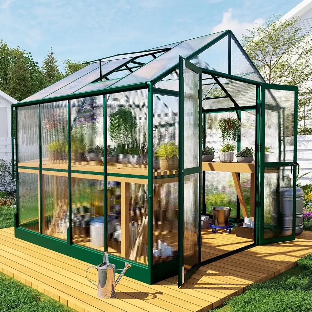 8x8x7.5 FT Aluminum Greenhouses for Outdoors,Polycarbonate Greenhouse with 2 Vents Lockable Swing Door Rain Gutter,Walkin Green
8x8x7.5 FT Aluminum Greenhouses for Outdoors,Polycarbonate Greenhouse with 2 Vents Lockable Swing Door Rain Gutter,Walkin Green